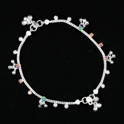 Baby Anklets with Stone Set Colour Charms - 1