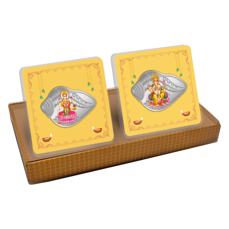 LAKSHMI & GANESH SHANKH SHAPE (2 COIN SET) - 1
