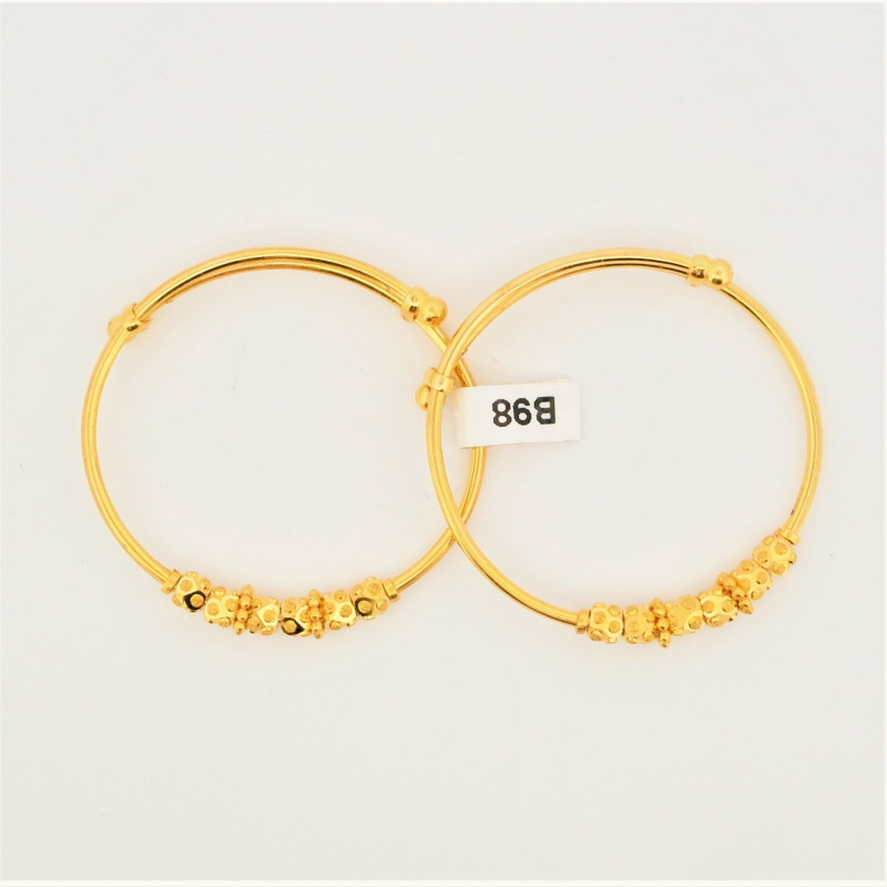 Diamond Cut Gold Baby Bangles - 1
