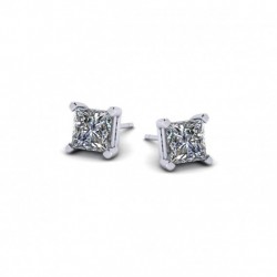 Princess Cut, Double Gallery, Four Claw Studs