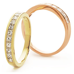 Diamond Princess Cut Channel Set Half Eternity Ring