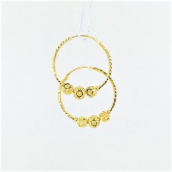 Three Hex-Bead Cut Hoop Earrings - 1